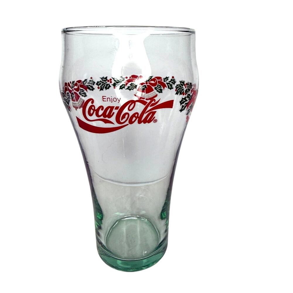 Vintage Luminarc Glass Co. Coca-Cola Drinking Glass Bells & Holly